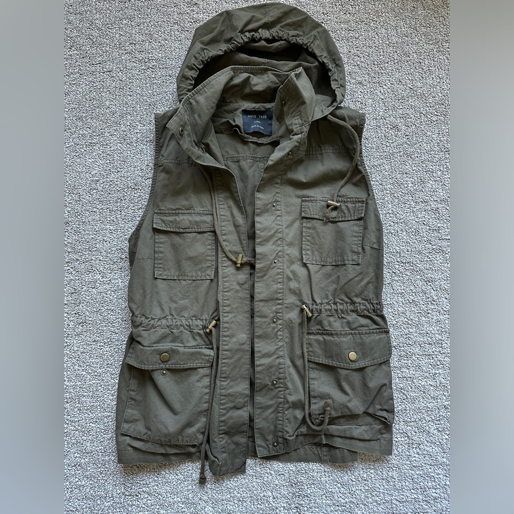 Green vest with hood